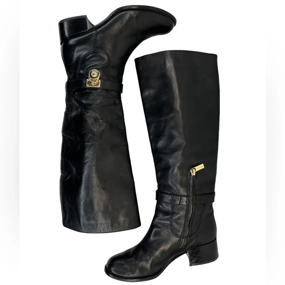 MICHAEL Michael Kors Women’s Black Leather Riding Boots - Picture 2 of 16
